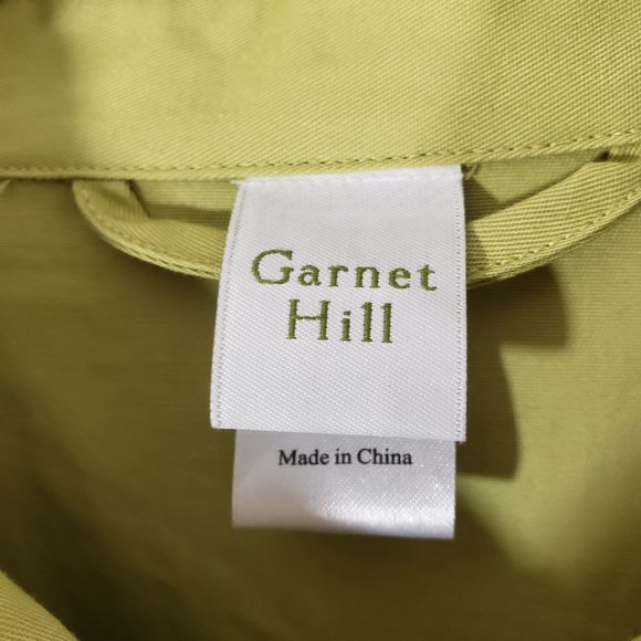 GARNET HILL Women's Small Green Solid Trench, Belted Jacket - Picture 4 of 8